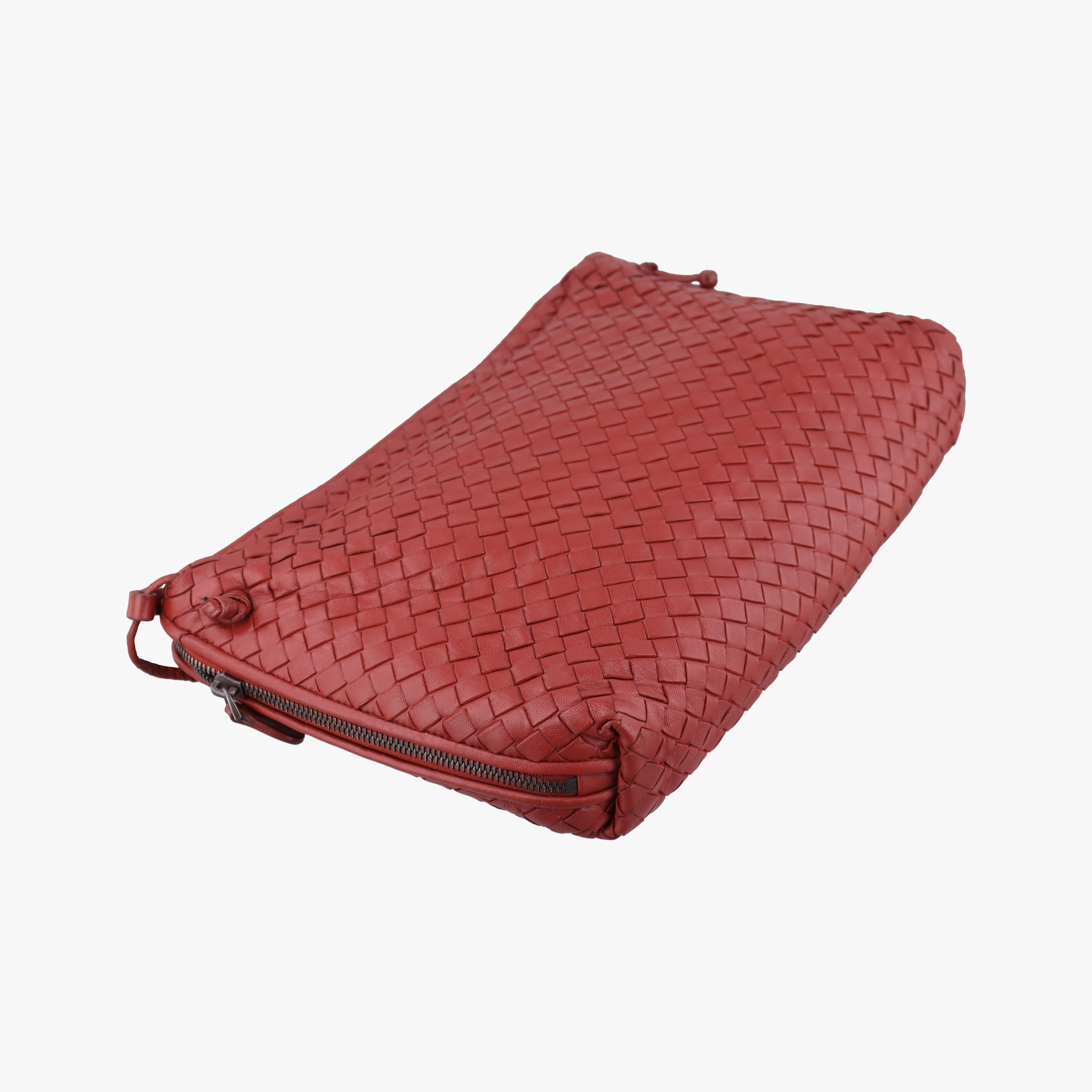 Pre-owned Bottega Veneta NODINI Intrecciato Red lambskin  shoulderbag | stylenewstar