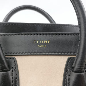 Pre-owned Celine Luggage Mini Shopper Beige×Black×brown Suede × leather  handbag | stylenewstar