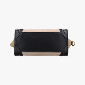 Pre-owned Celine Luggage Mini Shopper Beige×Black×brown Suede × leather  handbag | stylenewstar