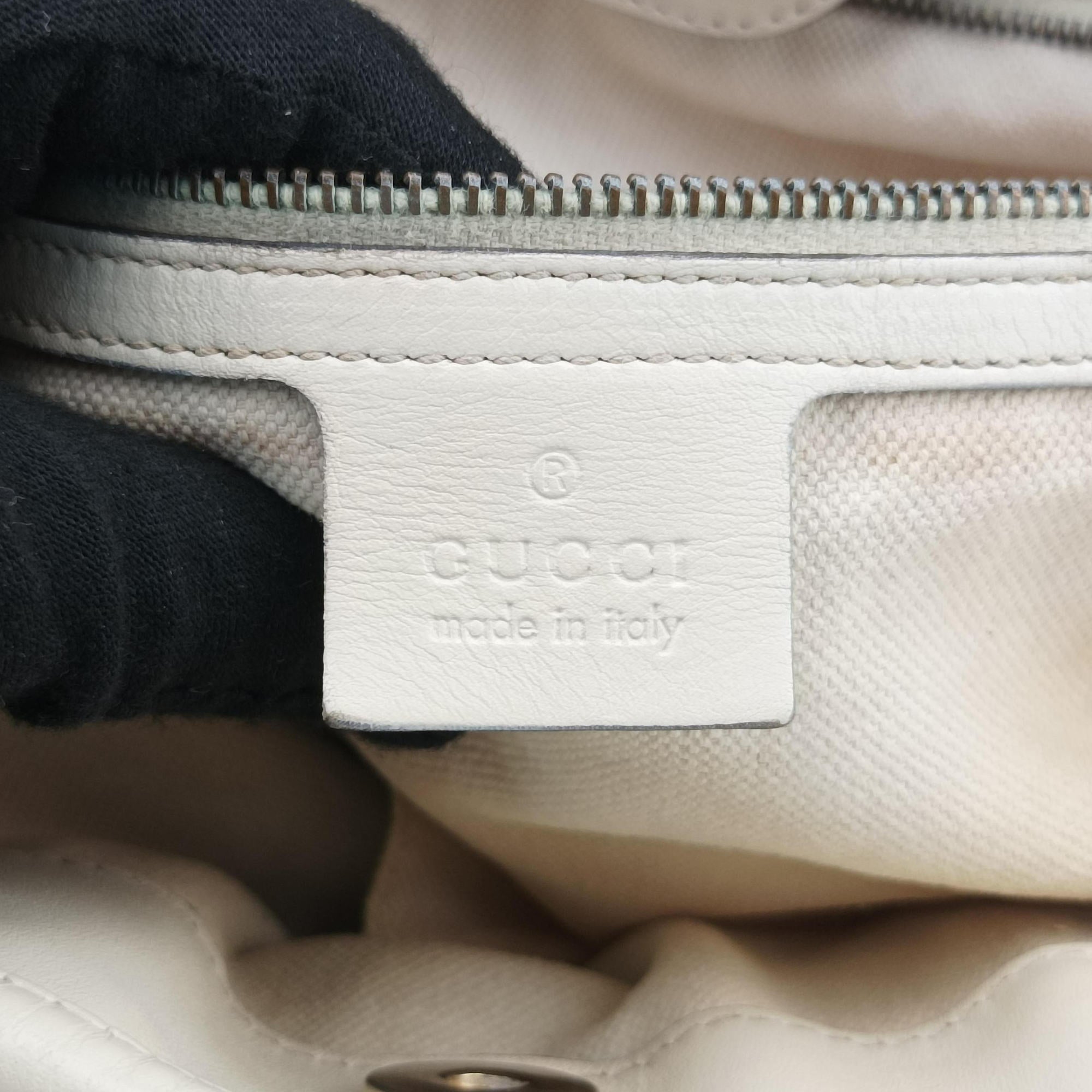 Pre-owned Gucci GG Running White×Brown canvas×leather 247183 handbag | stylenewstar