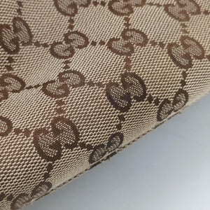 Pre-owned Gucci GG Running White×Brown canvas×leather 247183 handbag | stylenewstar