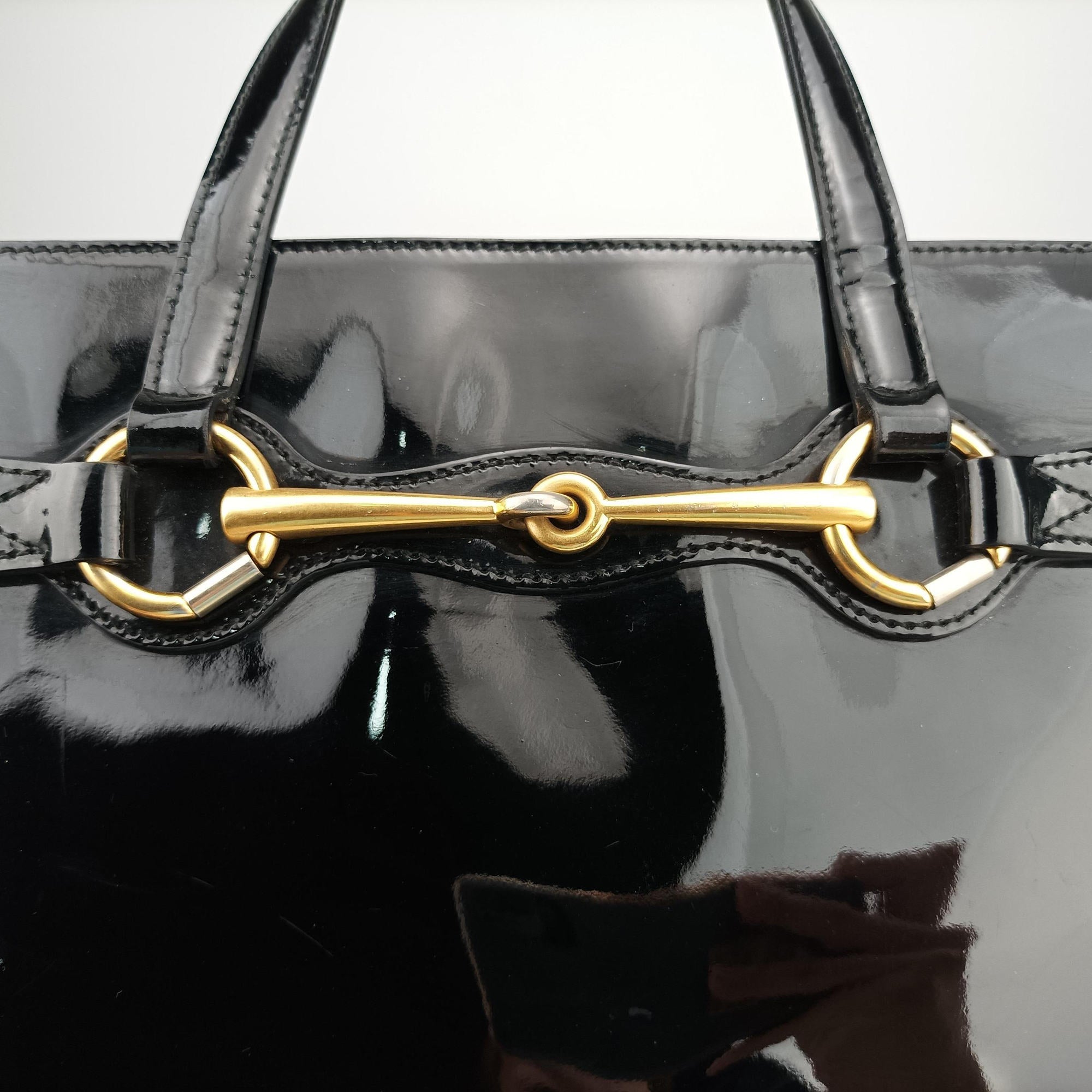 Pre-owned Gucci Bright Bit Black Patent 319795 handbag | stylenewstar