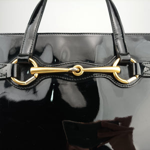 Pre-owned Gucci Bright Bit Black Patent 319795 handbag | stylenewstar