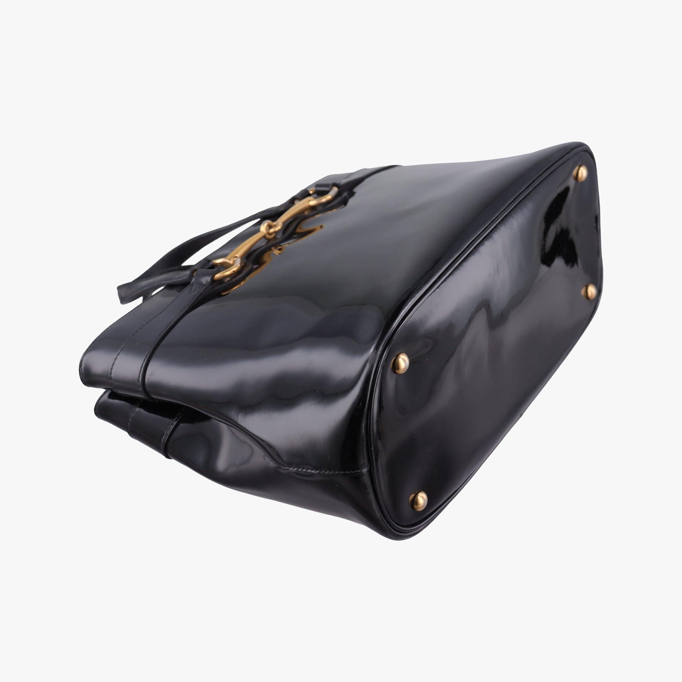 Pre-owned Gucci Bright Bit Black Patent 319795 handbag | stylenewstar