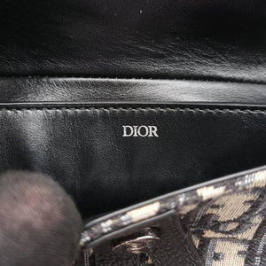 Pre-owned Christian Dior Saddle Gray×Navy×Black Jacquard×Leather  bum bag/waist bag | stylenewstar