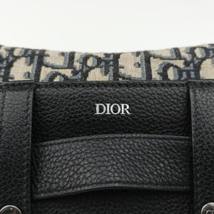 Pre-owned Christian Dior Saddle Gray×Navy×Black Jacquard×Leather  bum bag/waist bag | stylenewstar