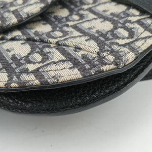 Pre-owned Christian Dior Saddle Gray×Navy×Black Jacquard×Leather  bum bag/waist bag | stylenewstar