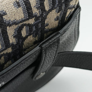Pre-owned Christian Dior Saddle Gray×Navy×Black Jacquard×Leather  bum bag/waist bag | stylenewstar