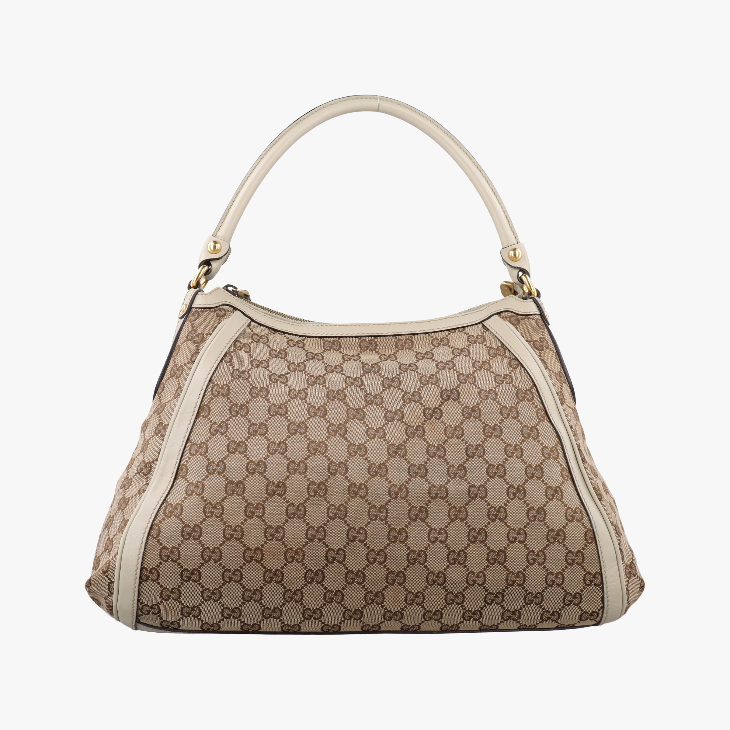 Pre-owned Gucci Guccissima Beige x Brown Canvas×Leather 282297 handbag | stylenewstar