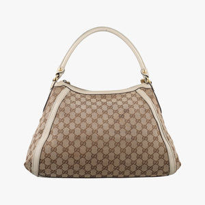 Pre-owned Gucci Guccissima Beige x Brown Canvas×Leather 282297 handbag | stylenewstar
