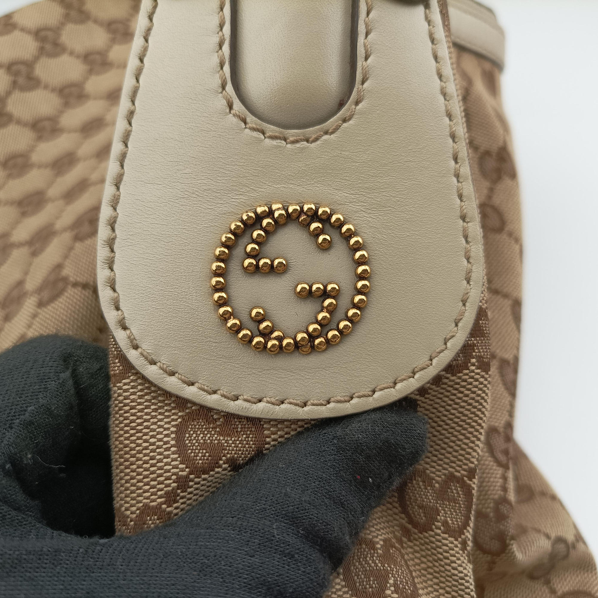 Pre-owned Gucci Guccissima Beige x Brown Canvas×Leather 282297 handbag | stylenewstar