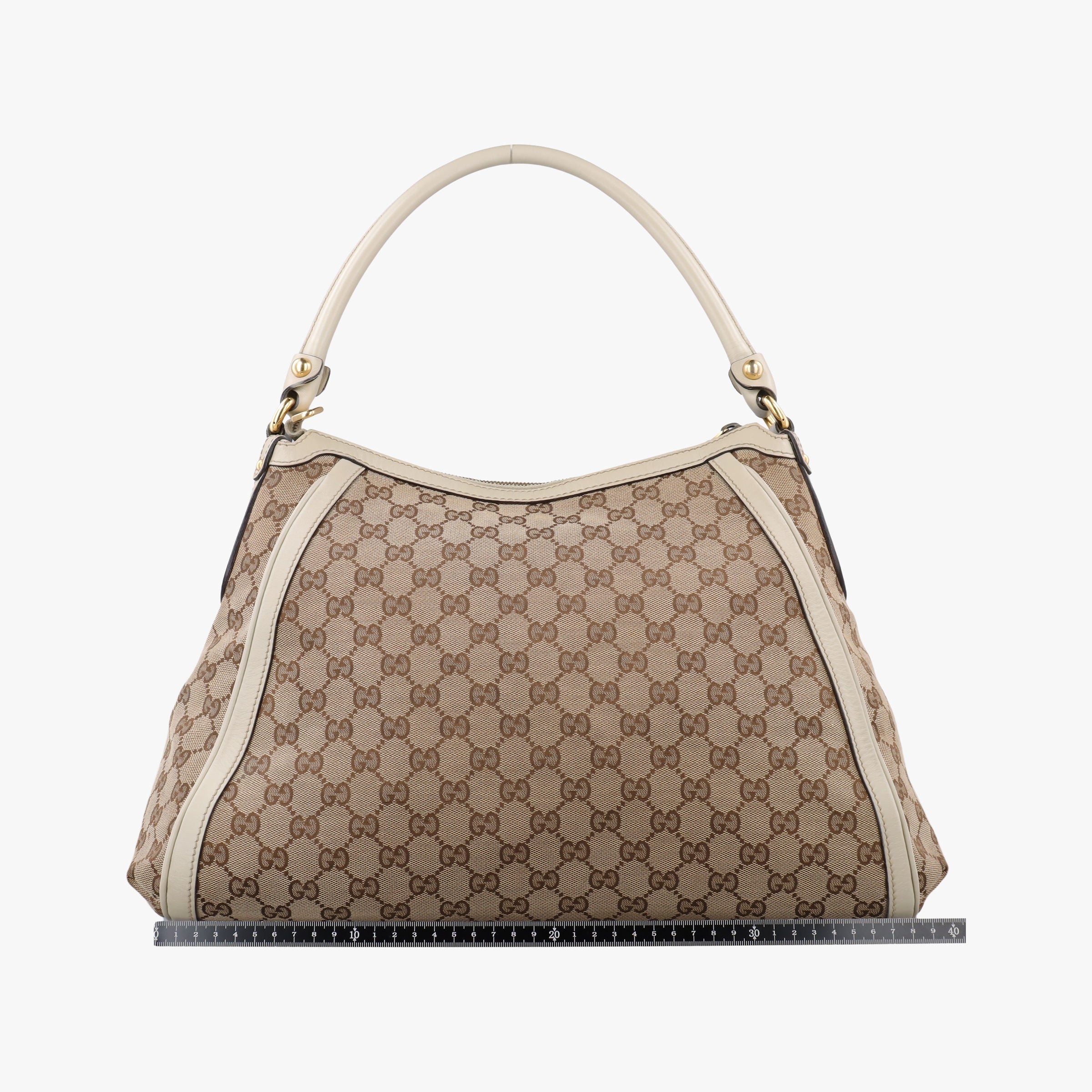 Pre-owned Gucci Guccissima Beige x Brown Canvas×Leather 282297 handbag | stylenewstar