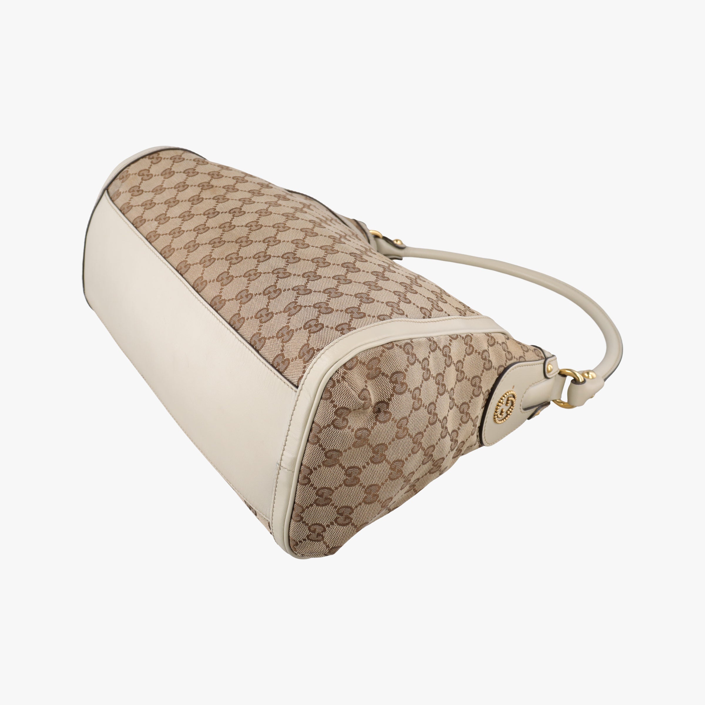 Pre-owned Gucci Guccissima Beige x Brown Canvas×Leather 282297 handbag | stylenewstar