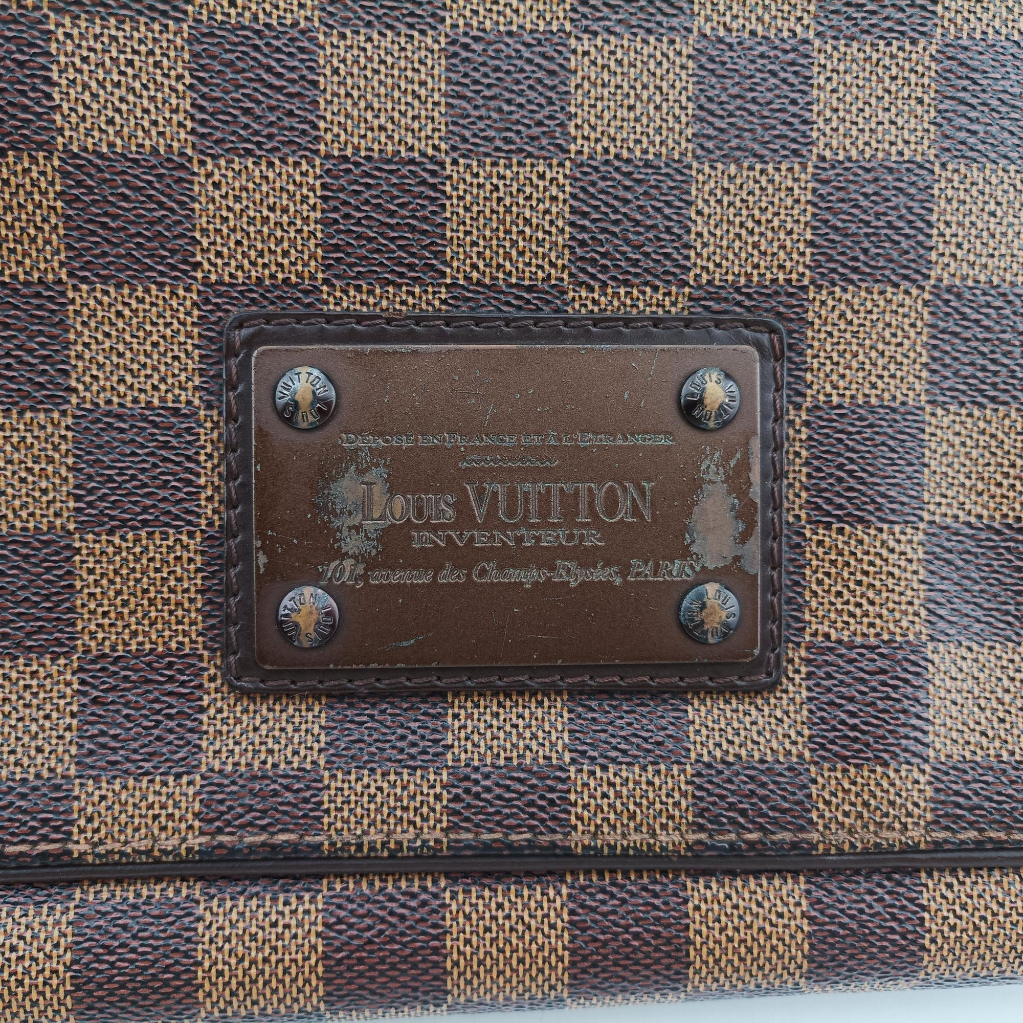 Vintage Louis Vuitton BROOKLYN MM EBENE Damier Canvas N51211 shoulderbag | stylenewstar
