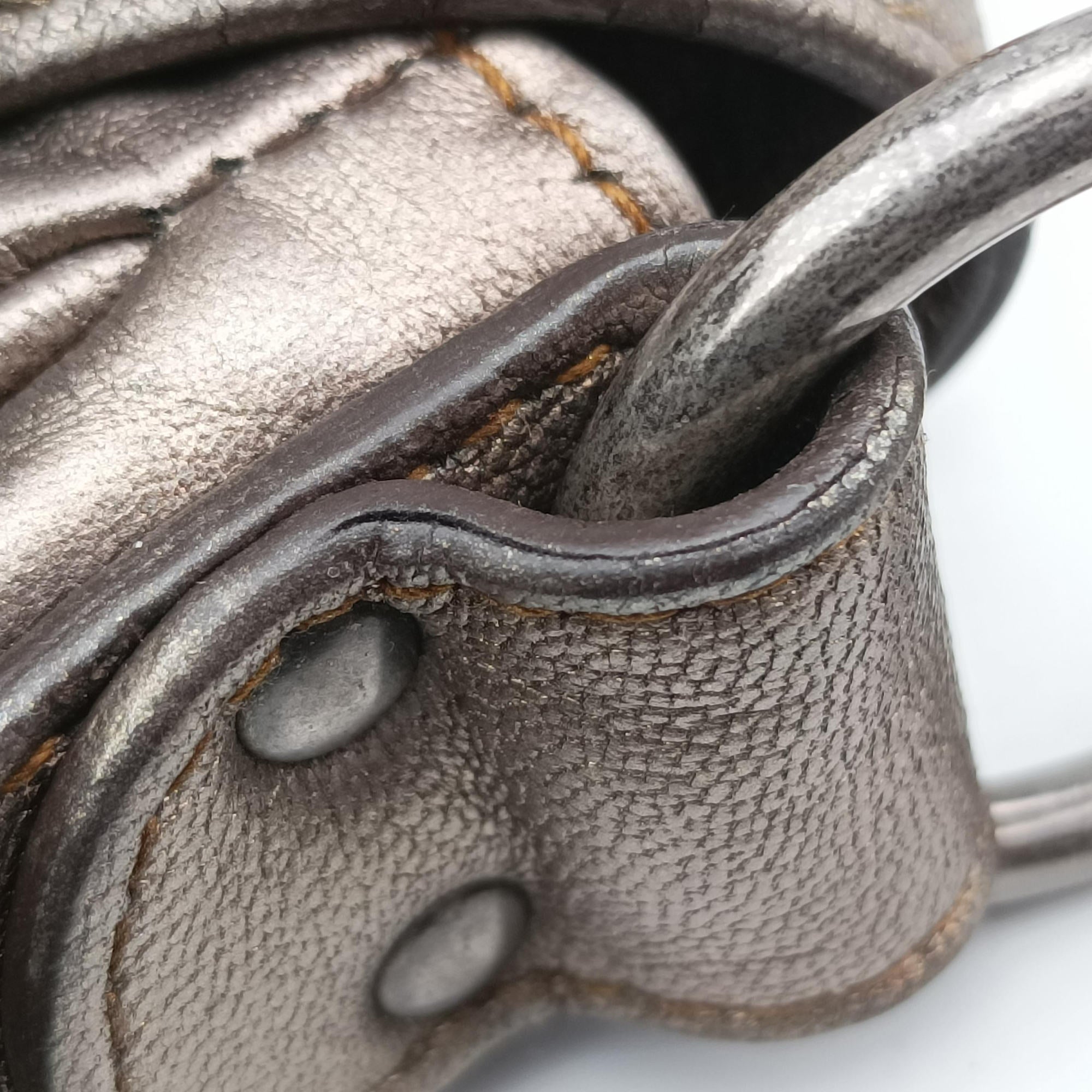 Pre-owned Christian Dior Gaucho Golden Leather  shoulderbag | stylenewstar