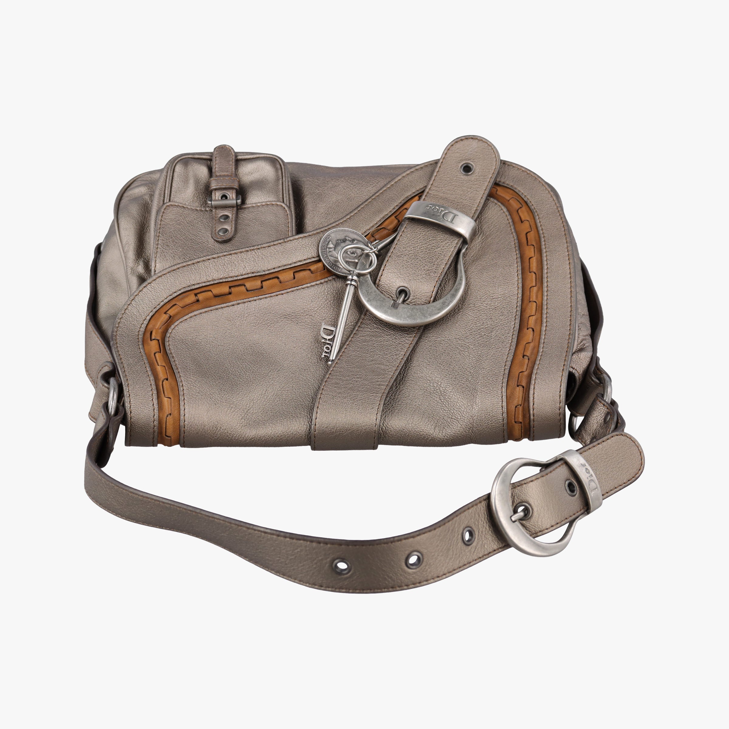 Pre-owned Christian Dior Gaucho Golden Leather  shoulderbag | stylenewstar