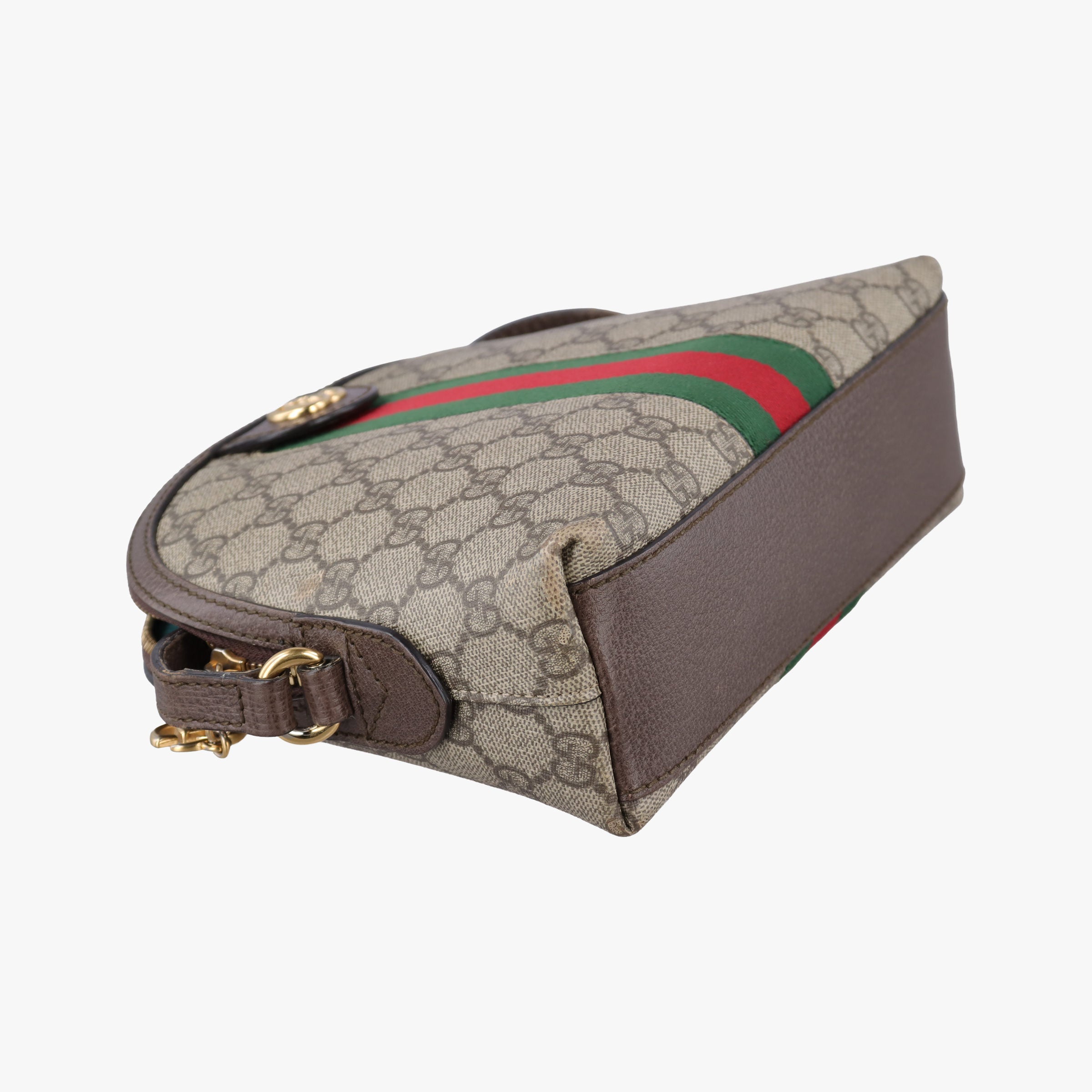 Pre-owned Gucci Ophidia brown×red×green PVC coated canvas×Leather 499621 shoulderbag | stylenewstar