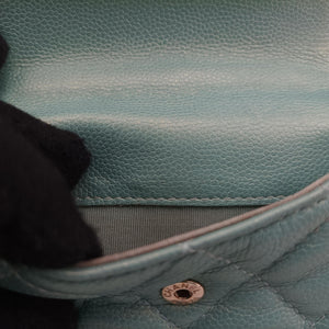 Secondhand Chanel Mini Matelasse Pearl Coin Purse Green lambskin AP2119 handbag | stylenewstar