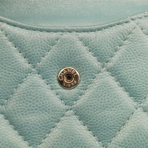 Secondhand Chanel Mini Matelasse Pearl Coin Purse Green lambskin AP2119 handbag | stylenewstar