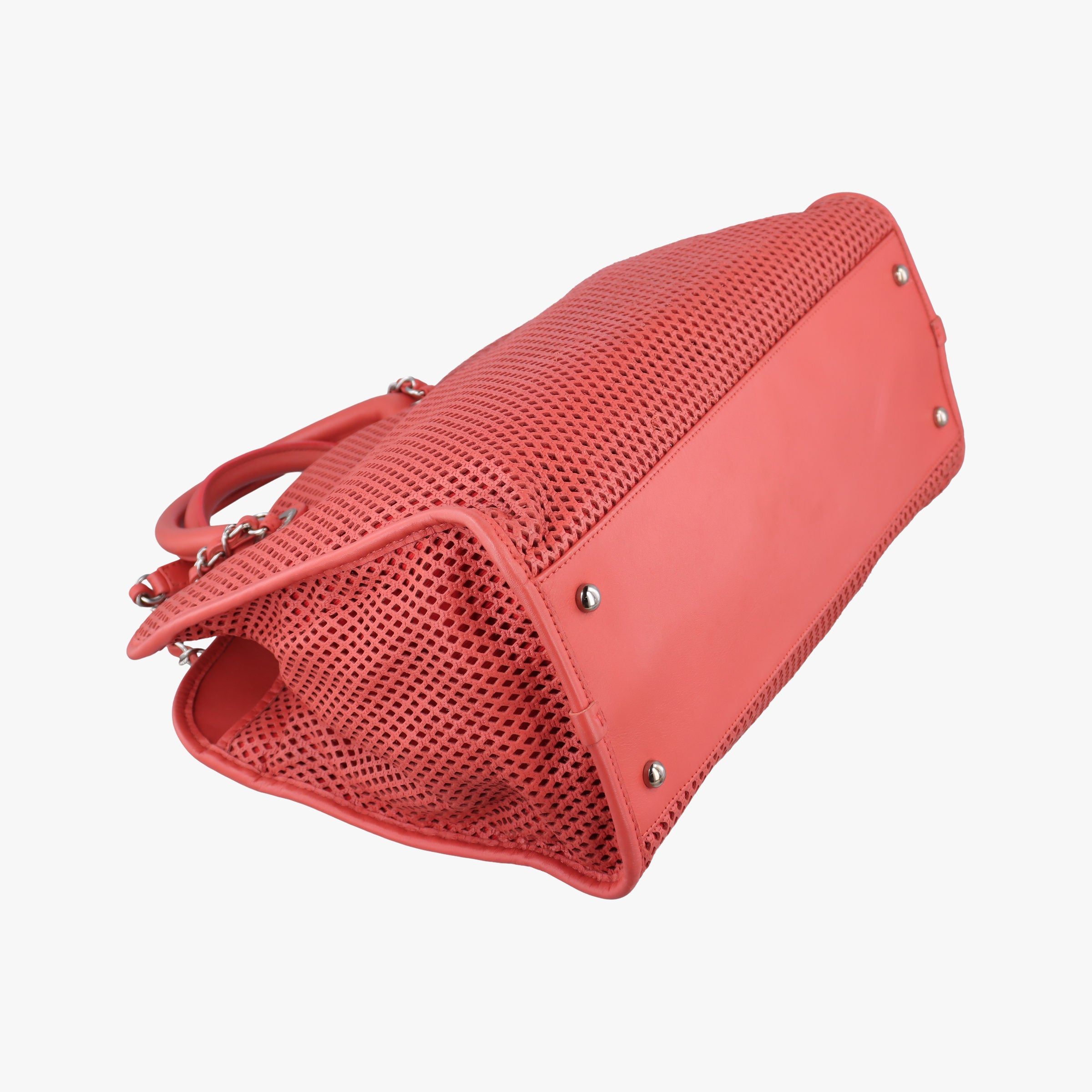 Pre-owned Chanel Up in the Air Perforated French Riviera Orange lambskin A67654 shoulderbag | stylenewstar