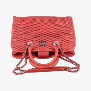 Pre-owned Chanel Up in the Air Perforated French Riviera Orange lambskin A67654 shoulderbag | stylenewstar