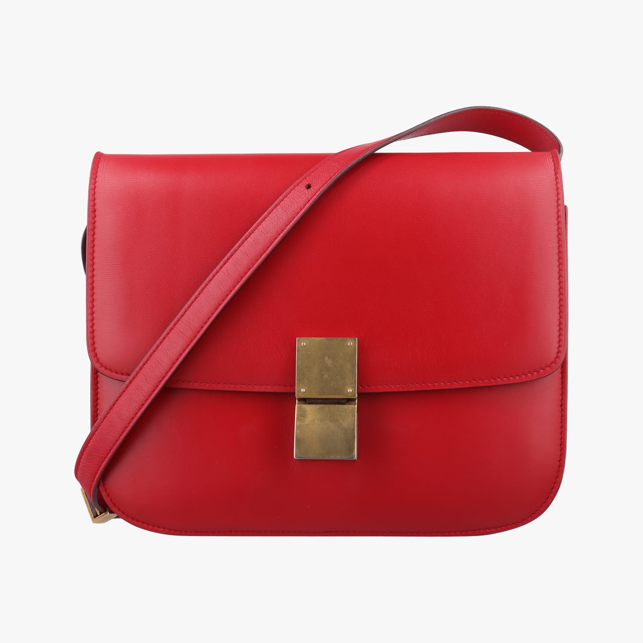 Pre-owned Celine Classic Box Red Leather  shoulderbag | stylenewstar