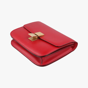 Pre-owned Celine Classic Box Red Leather  shoulderbag | stylenewstar