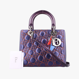 Pre-owned Christian Dior Lady Dior Purple×Orange×Brown Lambskin  shoulderbag | stylenewstar