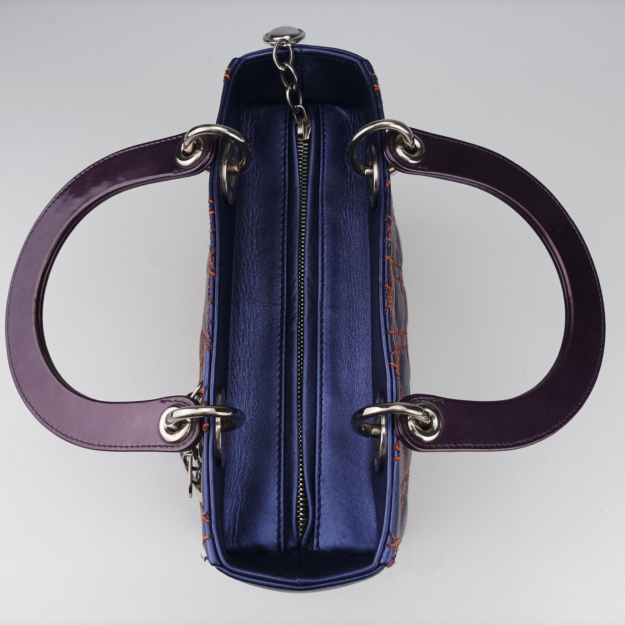 Pre-owned Christian Dior Lady Dior Purple×Orange×Brown Lambskin  shoulderbag | stylenewstar