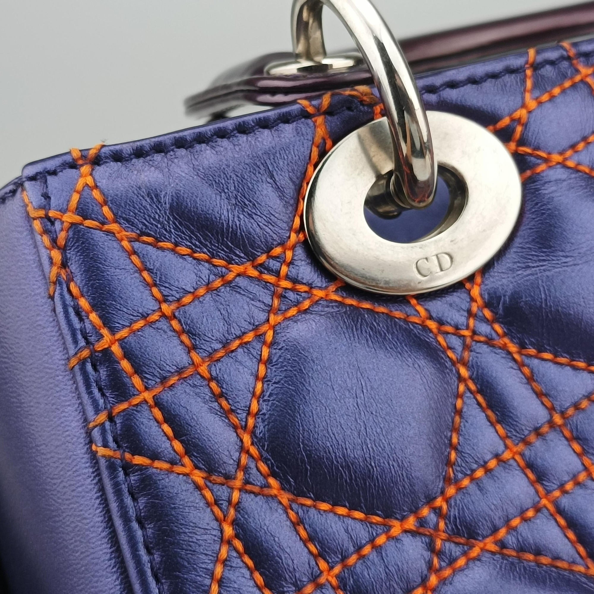 Pre-owned Christian Dior Lady Dior Purple×Orange×Brown Lambskin  shoulderbag | stylenewstar