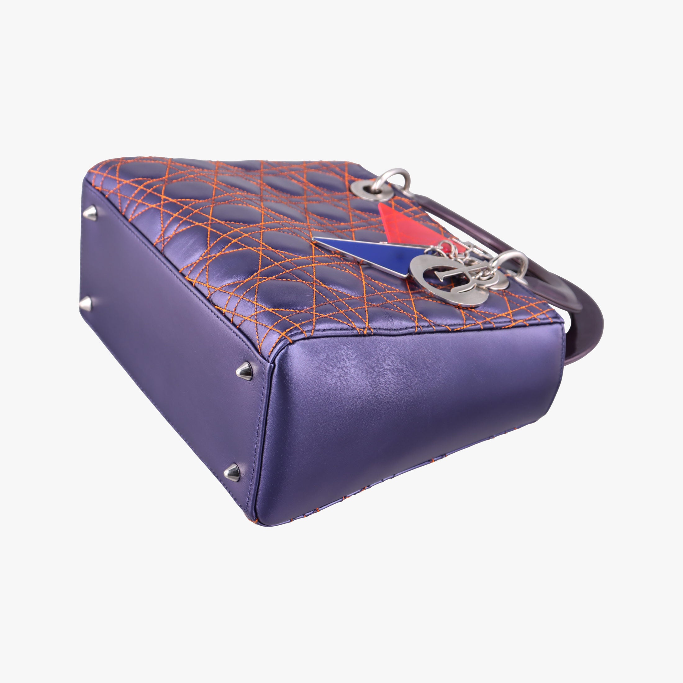 Pre-owned Christian Dior Lady Dior Purple×Orange×Brown Lambskin  shoulderbag | stylenewstar