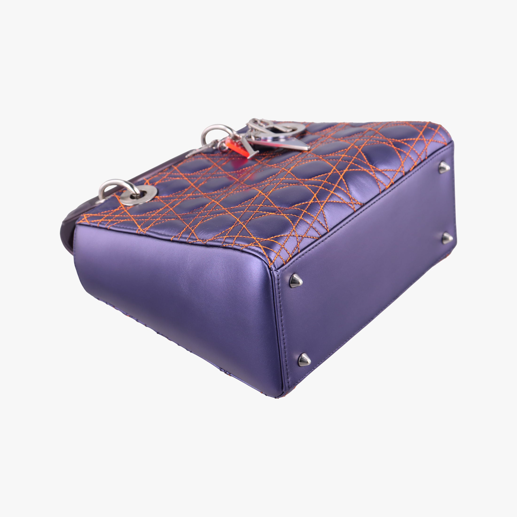 Pre-owned Christian Dior Lady Dior Purple×Orange×Brown Lambskin  shoulderbag | stylenewstar