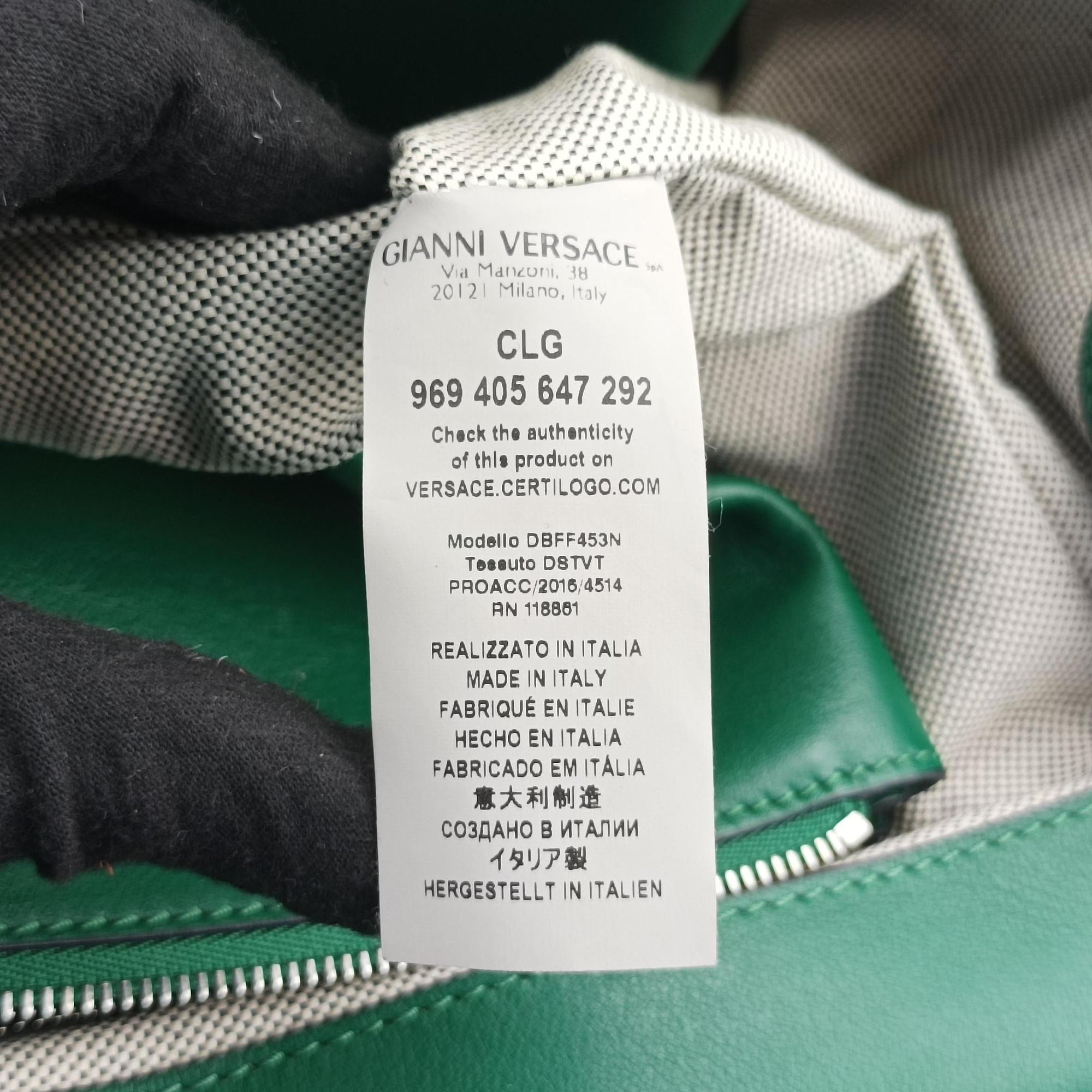 Vintage VERSACE Palazzo Empire Green×Navy×Purple Leather  handbag | stylenewstar