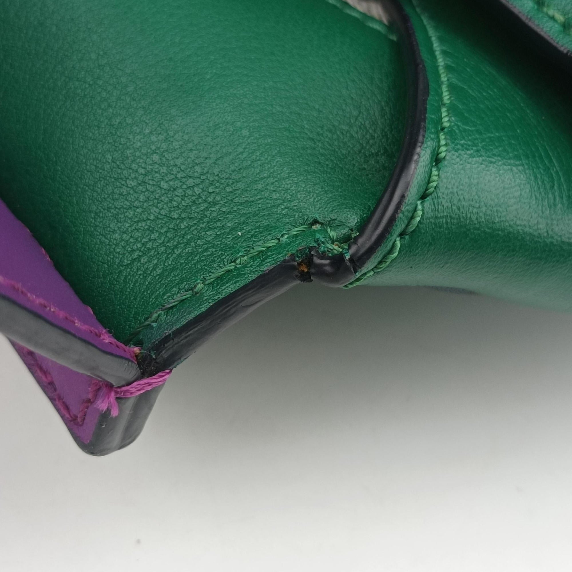 Vintage VERSACE Palazzo Empire Green×Navy×Purple Leather  handbag | stylenewstar
