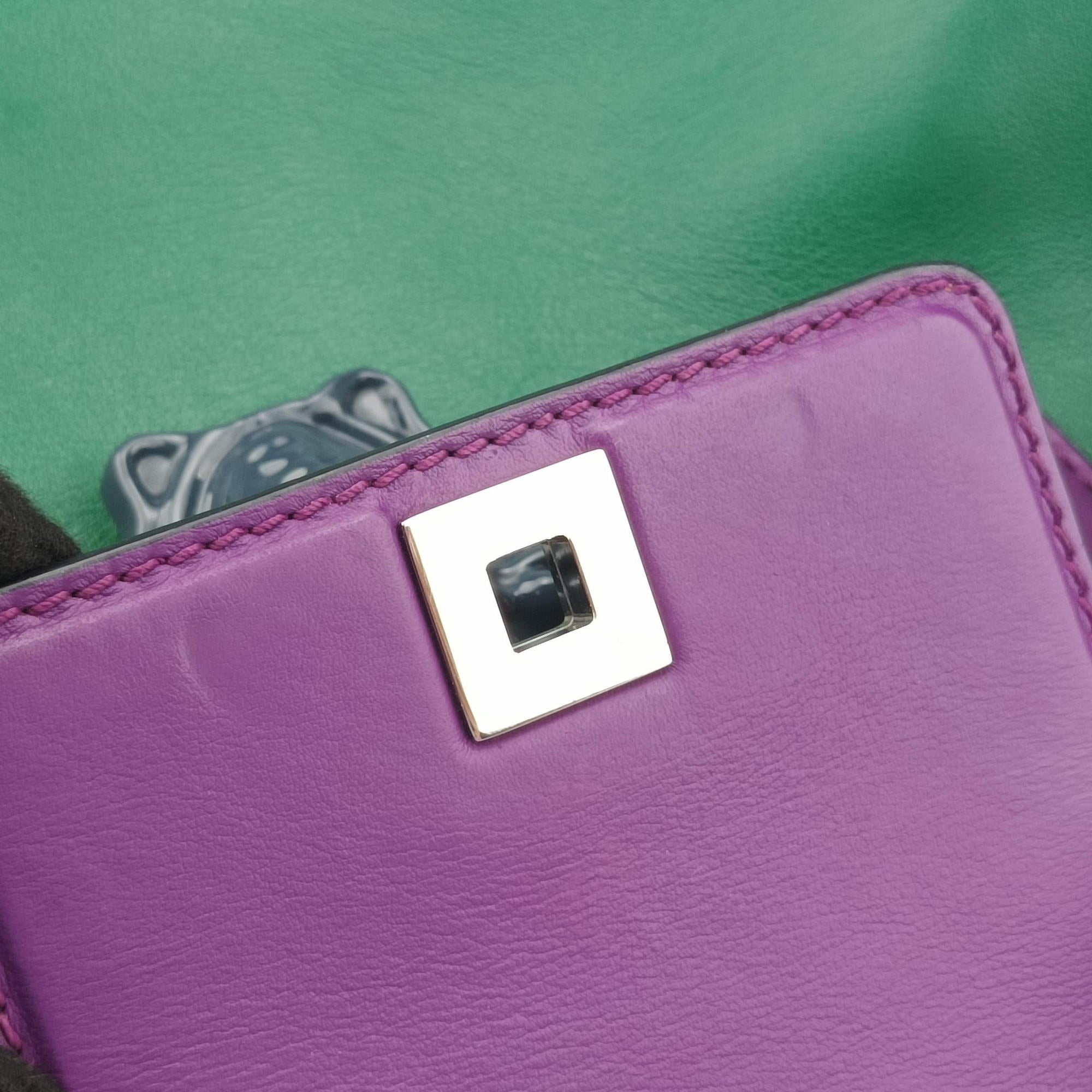 Vintage VERSACE Palazzo Empire Green×Navy×Purple Leather  handbag | stylenewstar