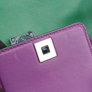 Vintage VERSACE Palazzo Empire Green×Navy×Purple Leather  handbag | stylenewstar