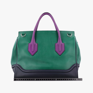 Vintage VERSACE Palazzo Empire Green×Navy×Purple Leather  handbag | stylenewstar