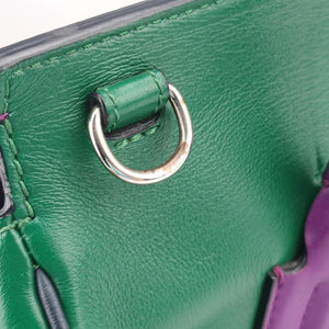 Vintage VERSACE Palazzo Empire Green×Navy×Purple Leather  handbag | stylenewstar