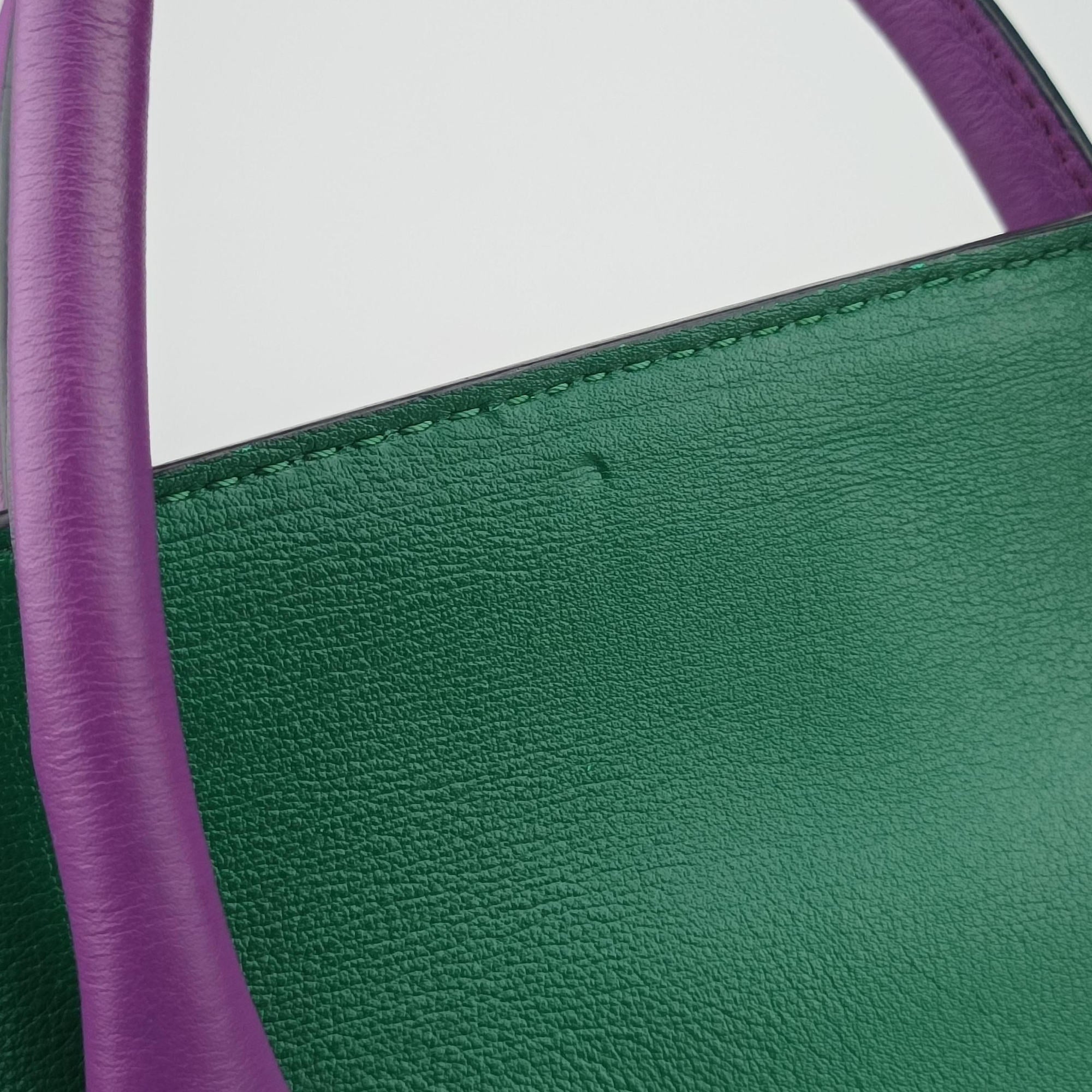Vintage VERSACE Palazzo Empire Green×Navy×Purple Leather  handbag | stylenewstar