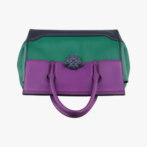 Vintage VERSACE Palazzo Empire Green×Navy×Purple Leather  handbag | stylenewstar