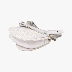 Pre-owned Christian Dior Saddle White Jacquard × Leather  shoulderbag | stylenewstar