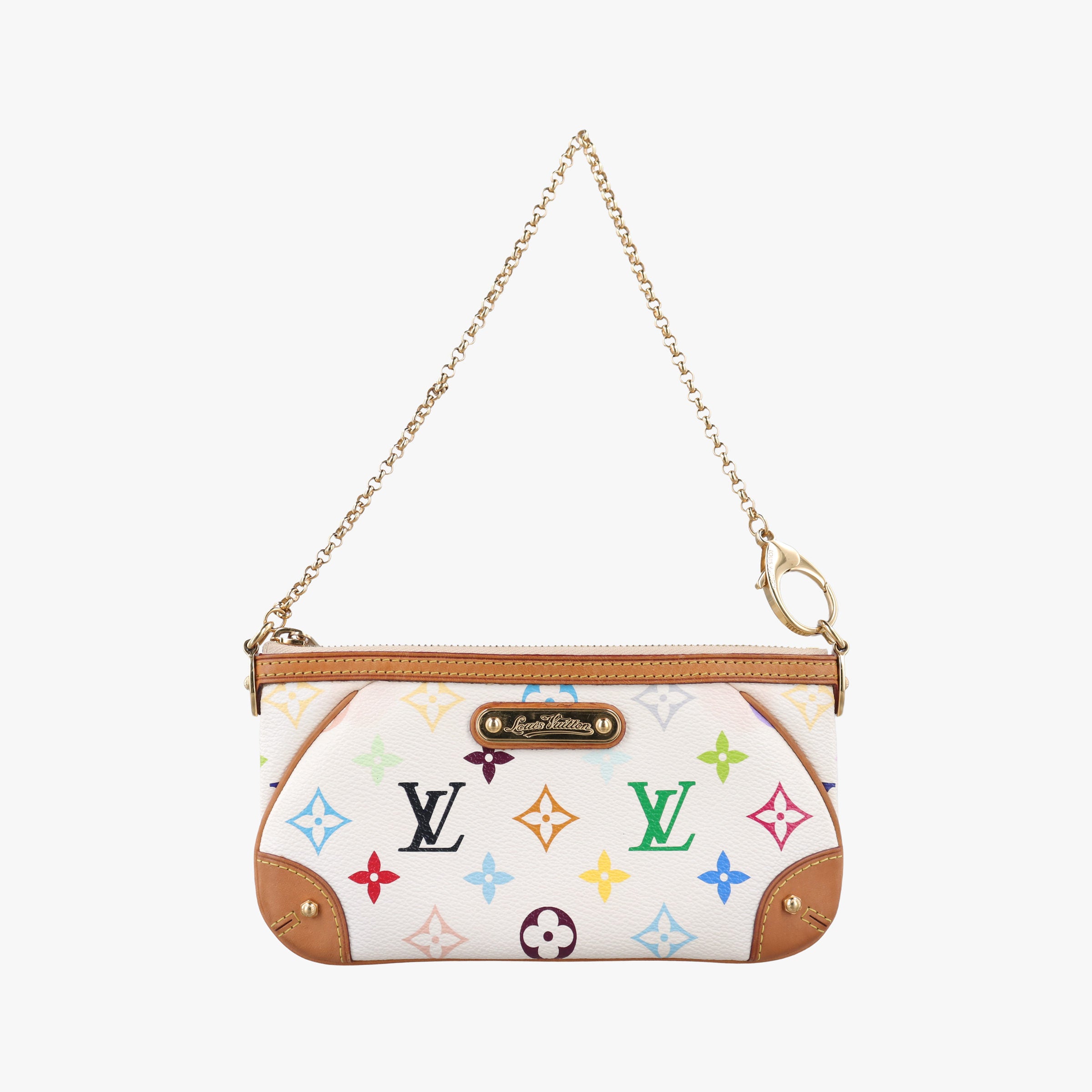 Pre-owned Louis Vuitton Pochette Mira MM Pouch white Monogram Multicolor M60096 handbag | stylenewstar