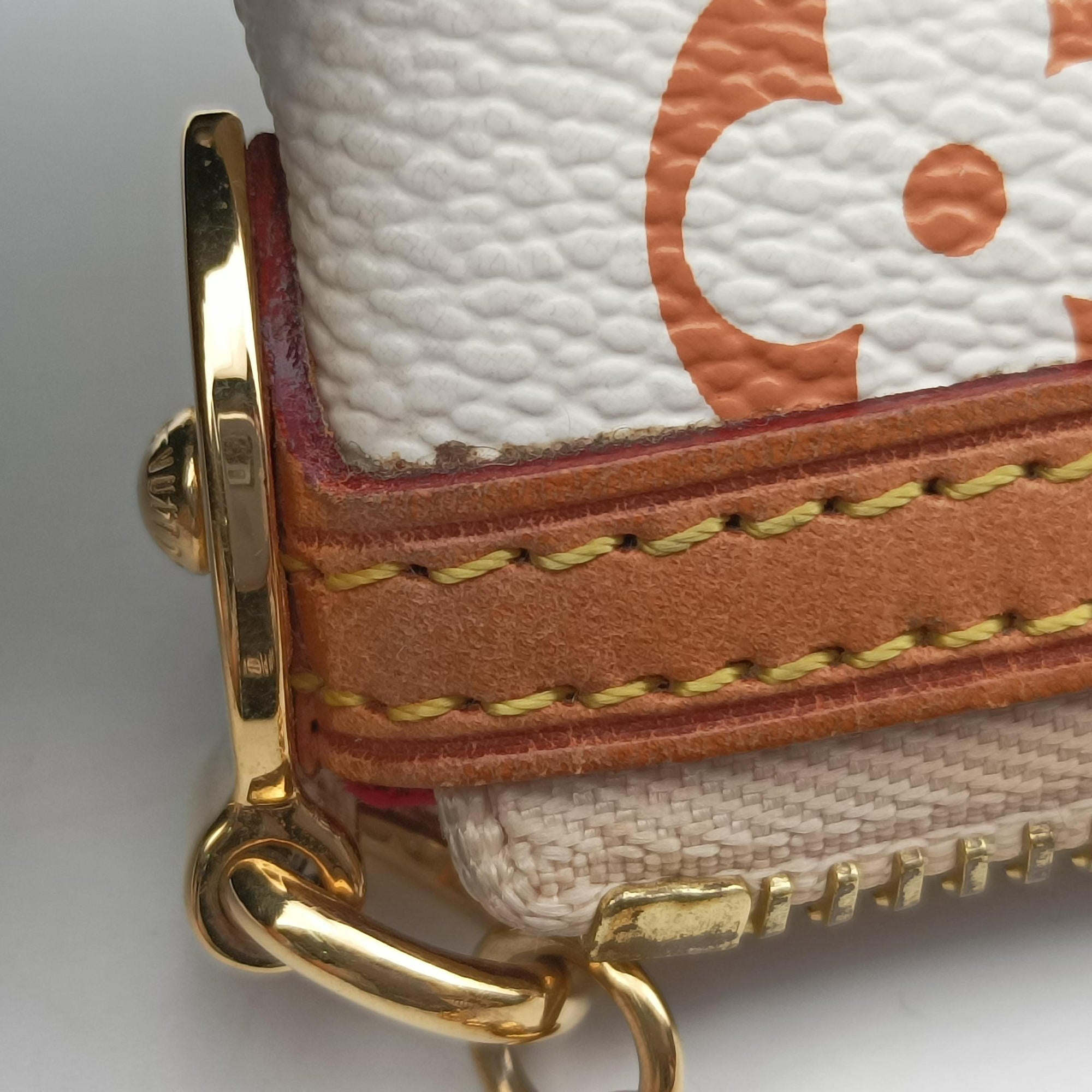 Pre-owned Louis Vuitton Pochette Mira MM Pouch white Monogram Multicolor M60096 handbag | stylenewstar