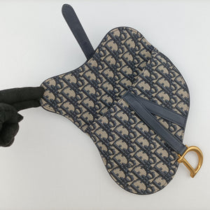 Secondhand Christian Dior Saddle Navy Jacquard×Leather  bum bag/waist bag | stylenewstar