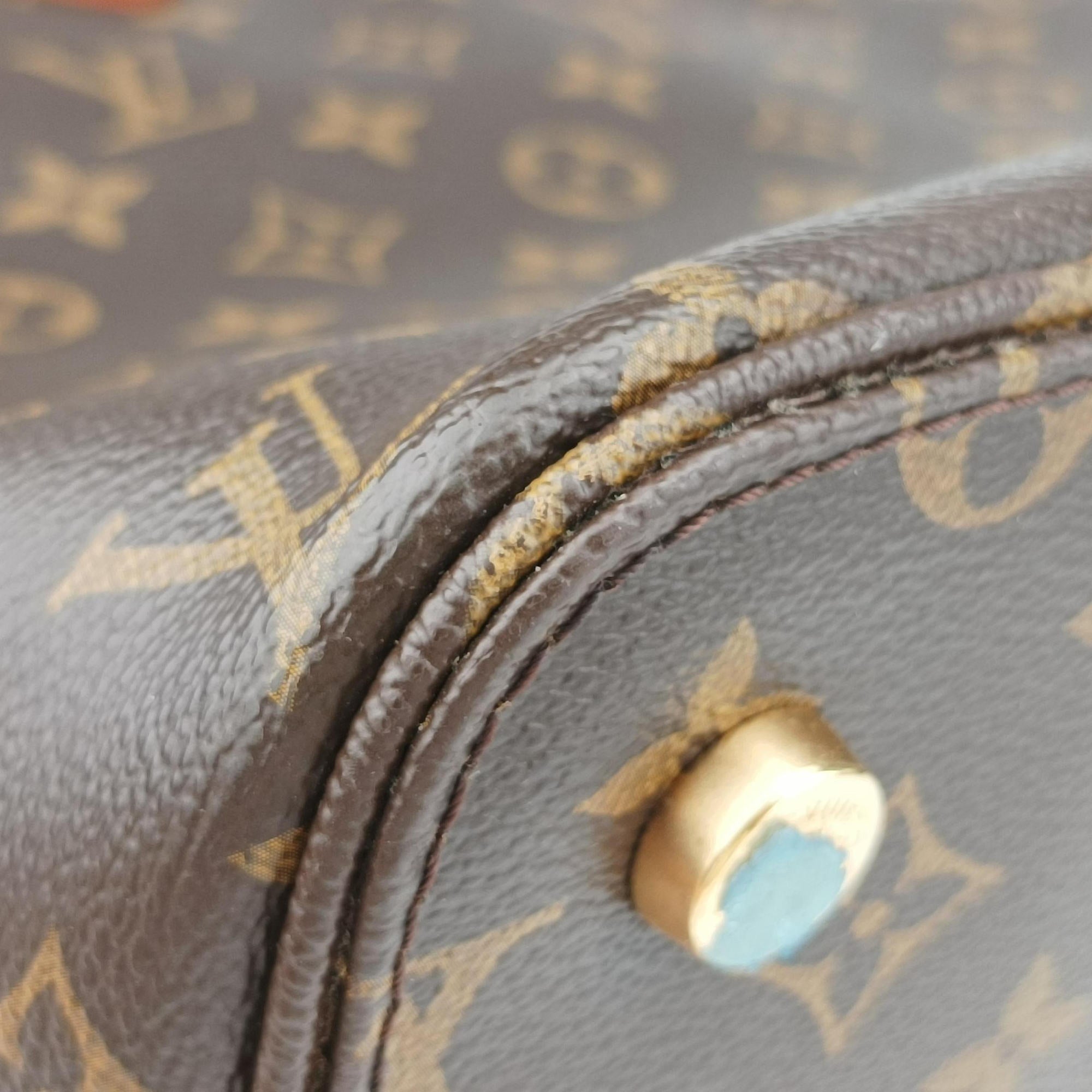 Pre-owned Louis Vuitton Lockit MM Brown Monogram Canvas×calf leather M40606 handbag | stylenewstar