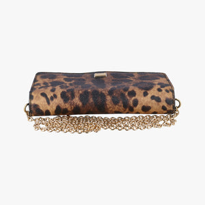 Pre-owned Dolce & Gabbana Dauphine Leopard Brown Coated Canvas  shoulderbag | stylenewstar