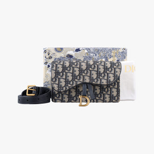 Pre-owned Christian Dior Saddle Gray×Navy×Black Jacquard  bum bag/waist bag | stylenewstar
