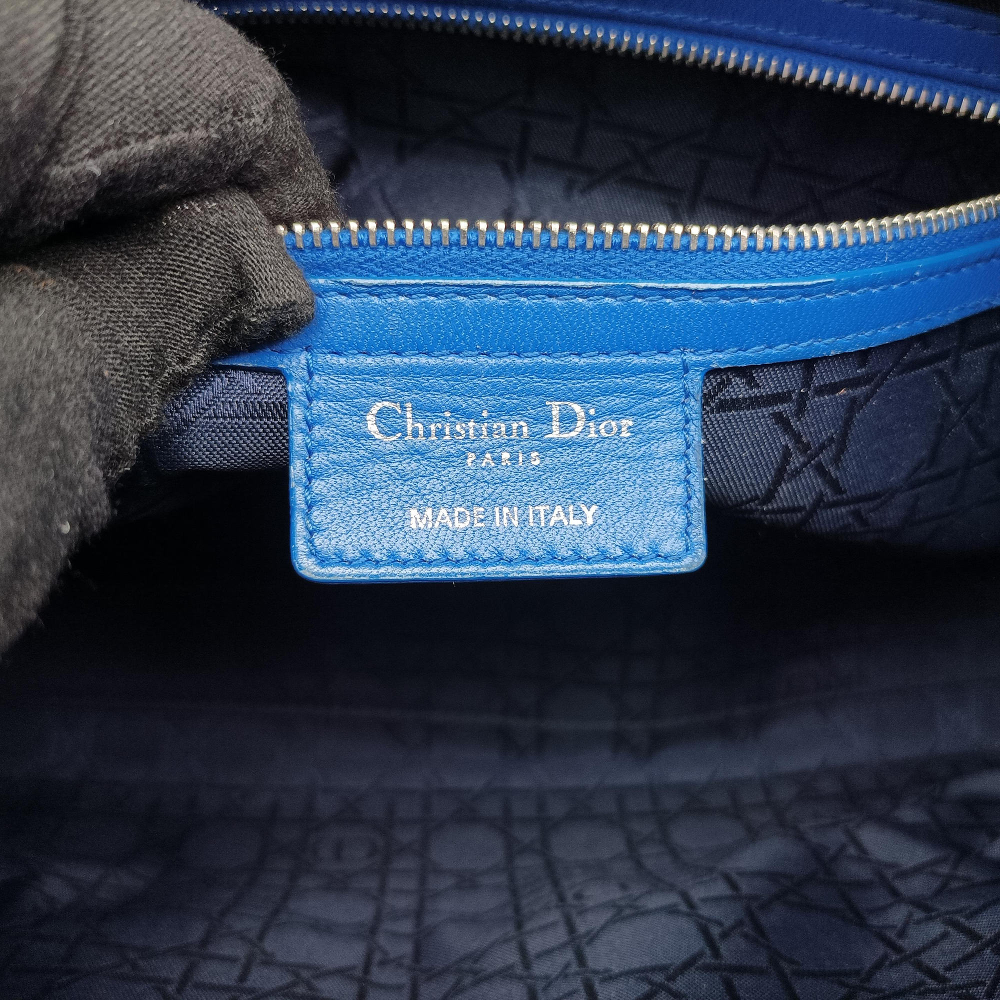 Pre-owned Christian Dior Lady Dior Blue lambskin  shoulderbag | stylenewstar