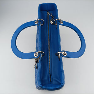 Pre-owned Christian Dior Lady Dior Blue lambskin  shoulderbag | stylenewstar