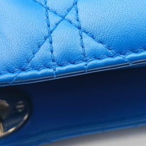 Pre-owned Christian Dior Lady Dior Blue lambskin  shoulderbag | stylenewstar